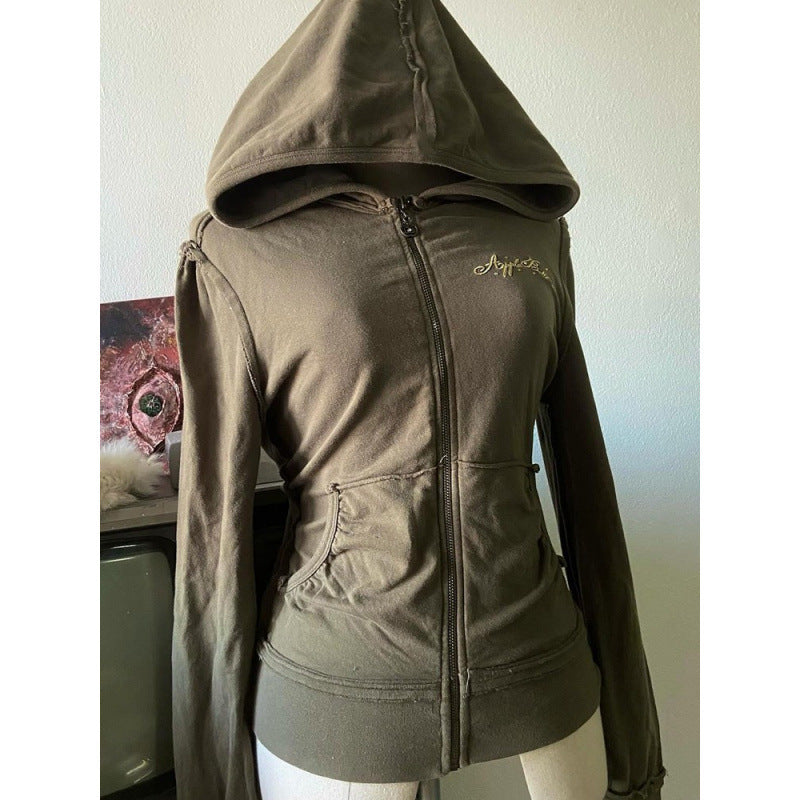 Vintage Design Olive Green Hooded