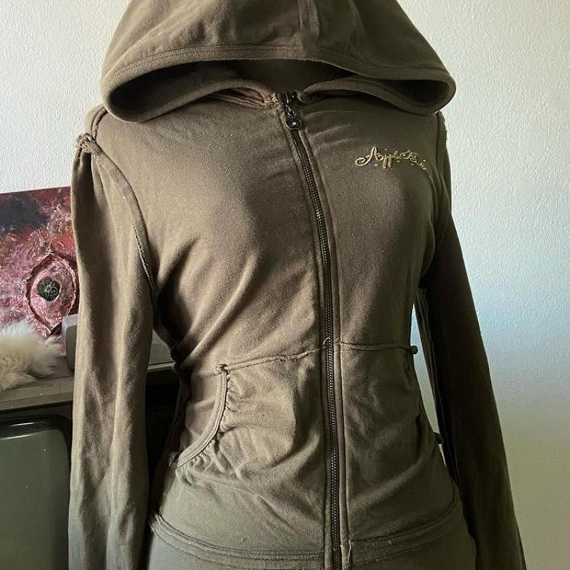Vintage Design Olive Green Hooded
