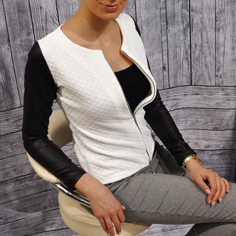 Female Leather Patchwork Coats