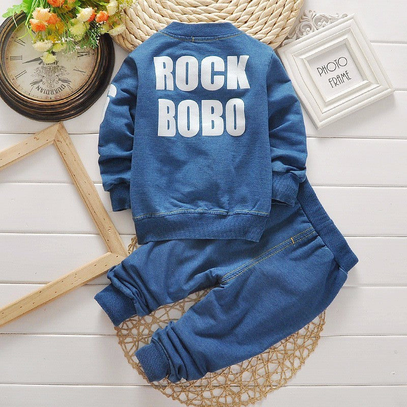 Boys 1 to 3 years Denim Long Sleeve Fashion Casual Suit