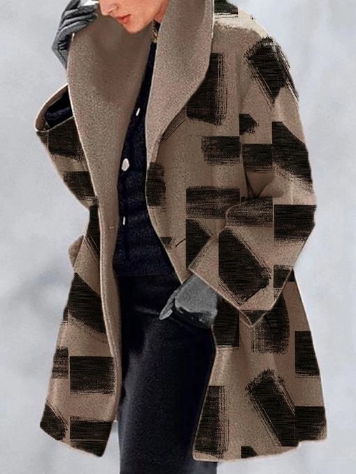 Women Lapel Woolen Fashion Jacket