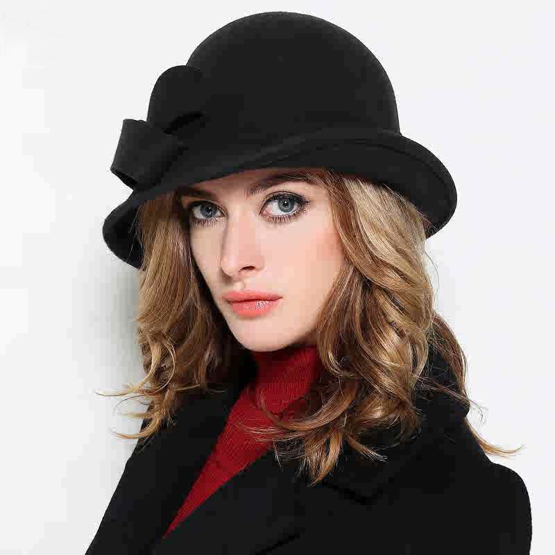 Women's French-style Elegant Retro Woolen Bowler Hat