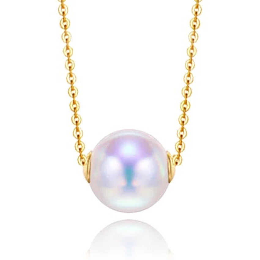 18 K gold Akoya natural seawater pearl pendant necklace