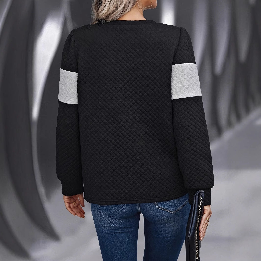 Women's Leisure Round Neck Long Sleeve Texture top