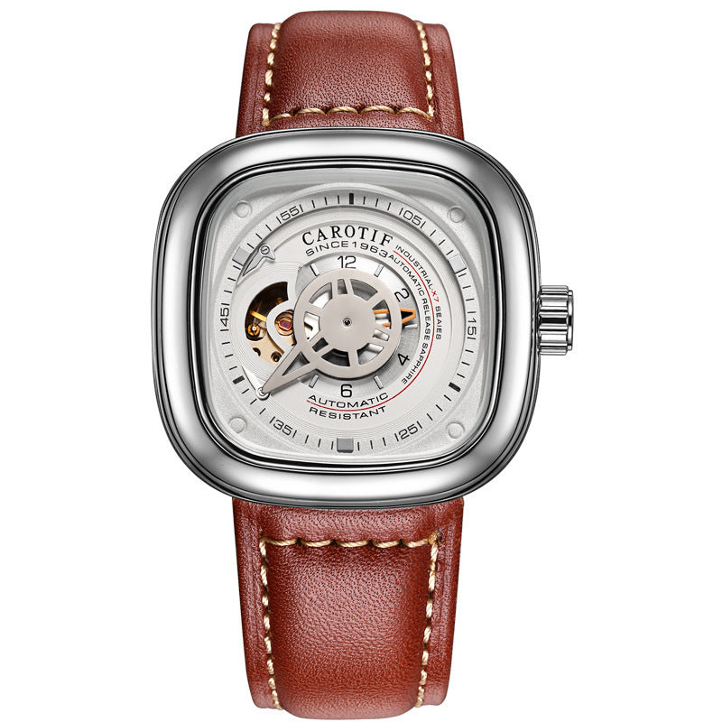 Mens hollow square dial watch