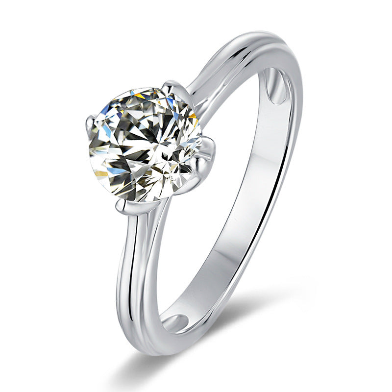 Lotus 925 Sterling Silver Inlaid Moissanite Ring