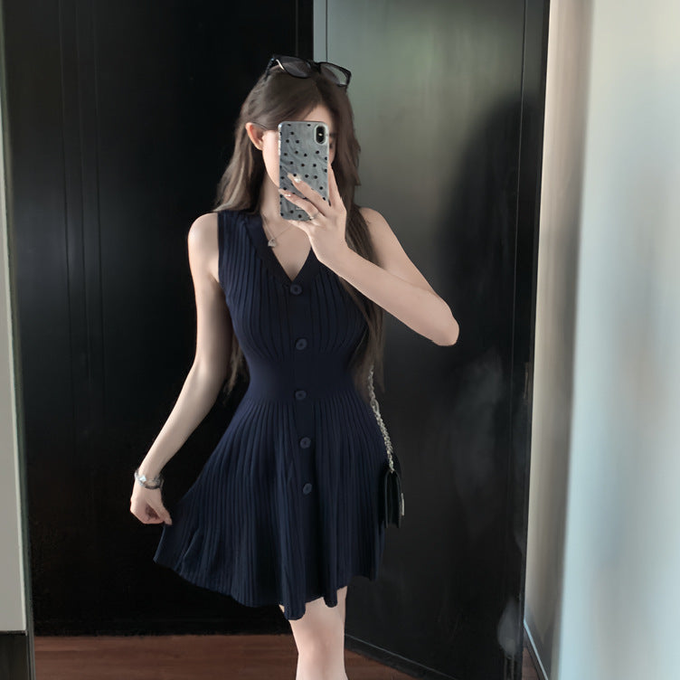 V-neck Slim Thread Knitted Fishtail Dress