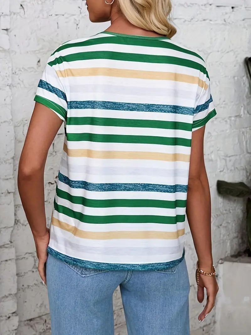 Striped Short Sleeve Fashion Round-neck T-shirt