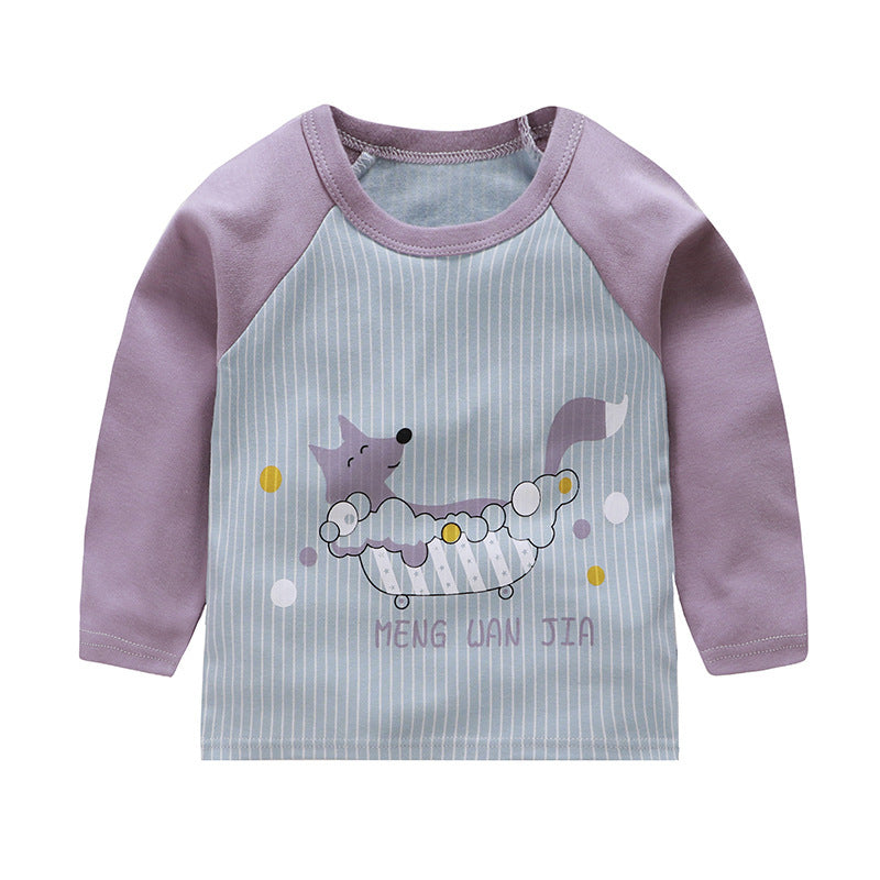 Children's Long Sleeve Casual Cartoon Round Neck Top