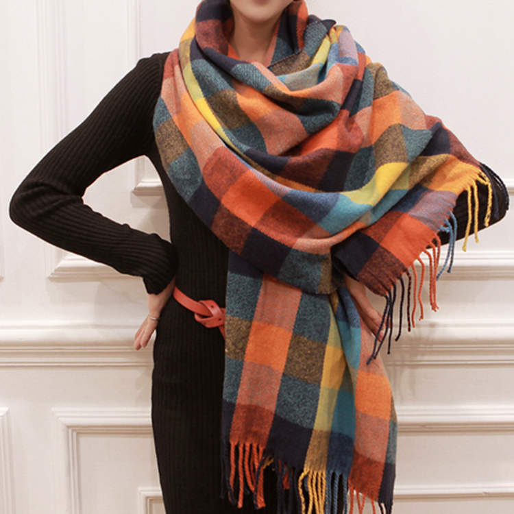 Women's Cashmere-like Plaid Scarf