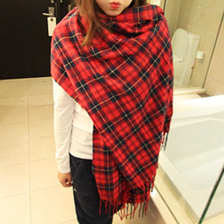 Women's Cashmere-like Plaid Scarf