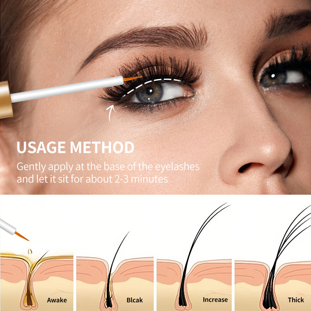 2 pc Gold Foil Plain Black Thick Natural Eyelash Growth Solution