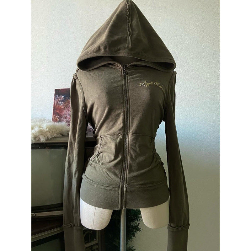 Vintage Design Olive Green Hooded