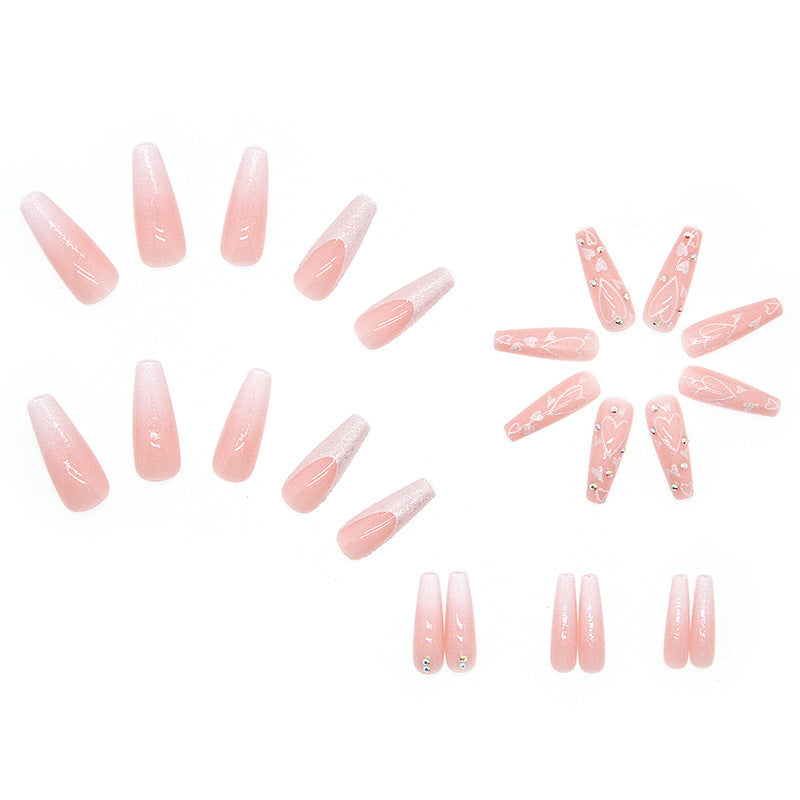 Long Ballet Nails 24 Pieces Gradient Nail Stickers