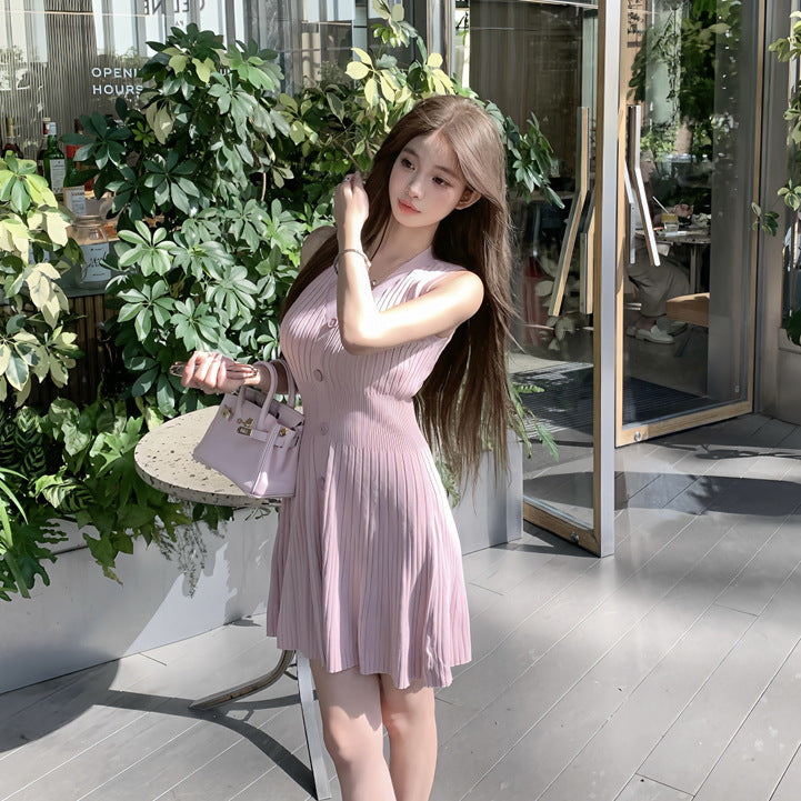 V-neck Slim Thread Knitted Fishtail Dress