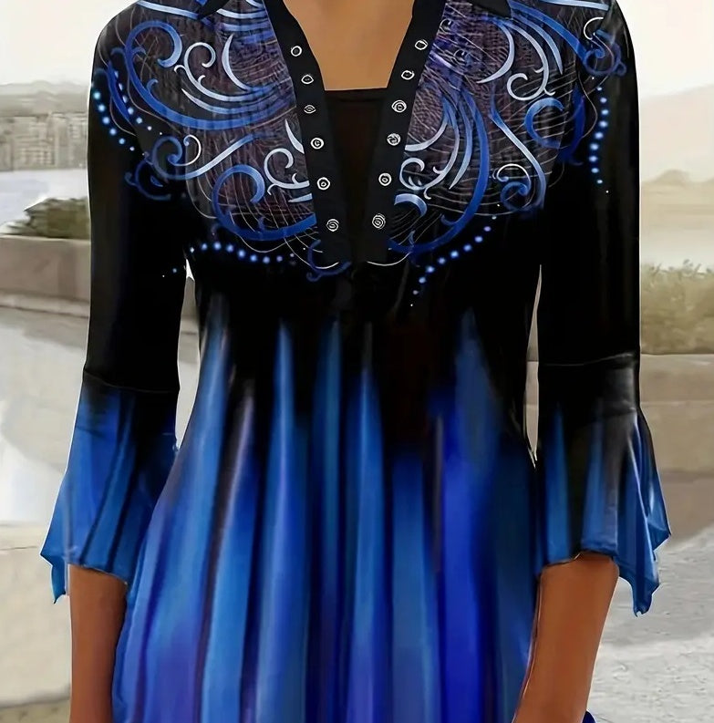Ladies' Printed Long-sleeved Top
