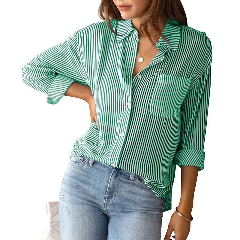Women's Casual Long Sleeved Shirt With Pockets