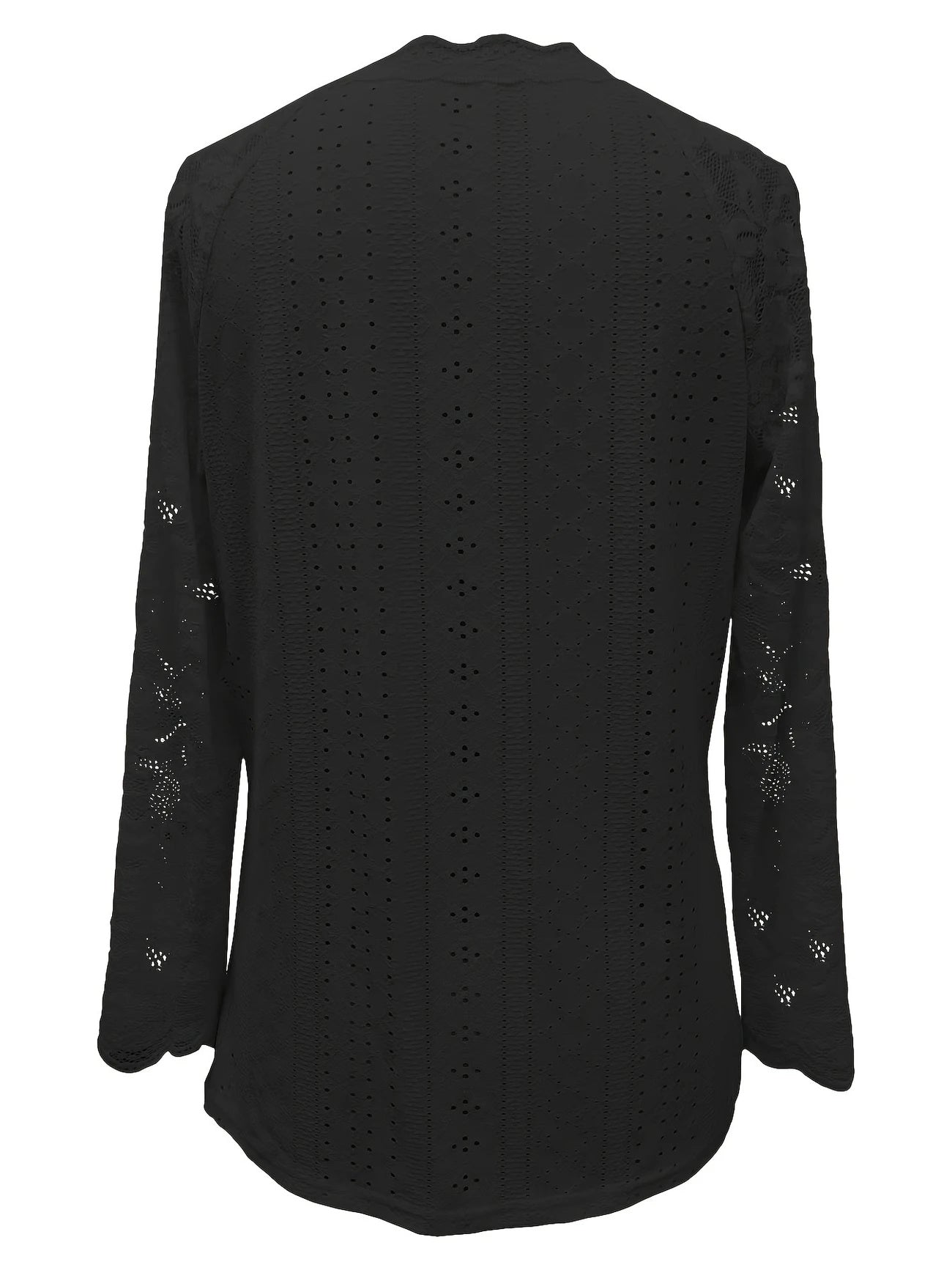 Contrast Lace V-neck Eyelet Top