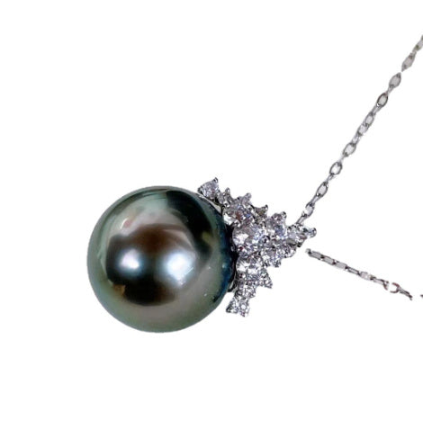 Black Pearl Pendant S925 Silver Ice Queen Sea Pearl Necklace