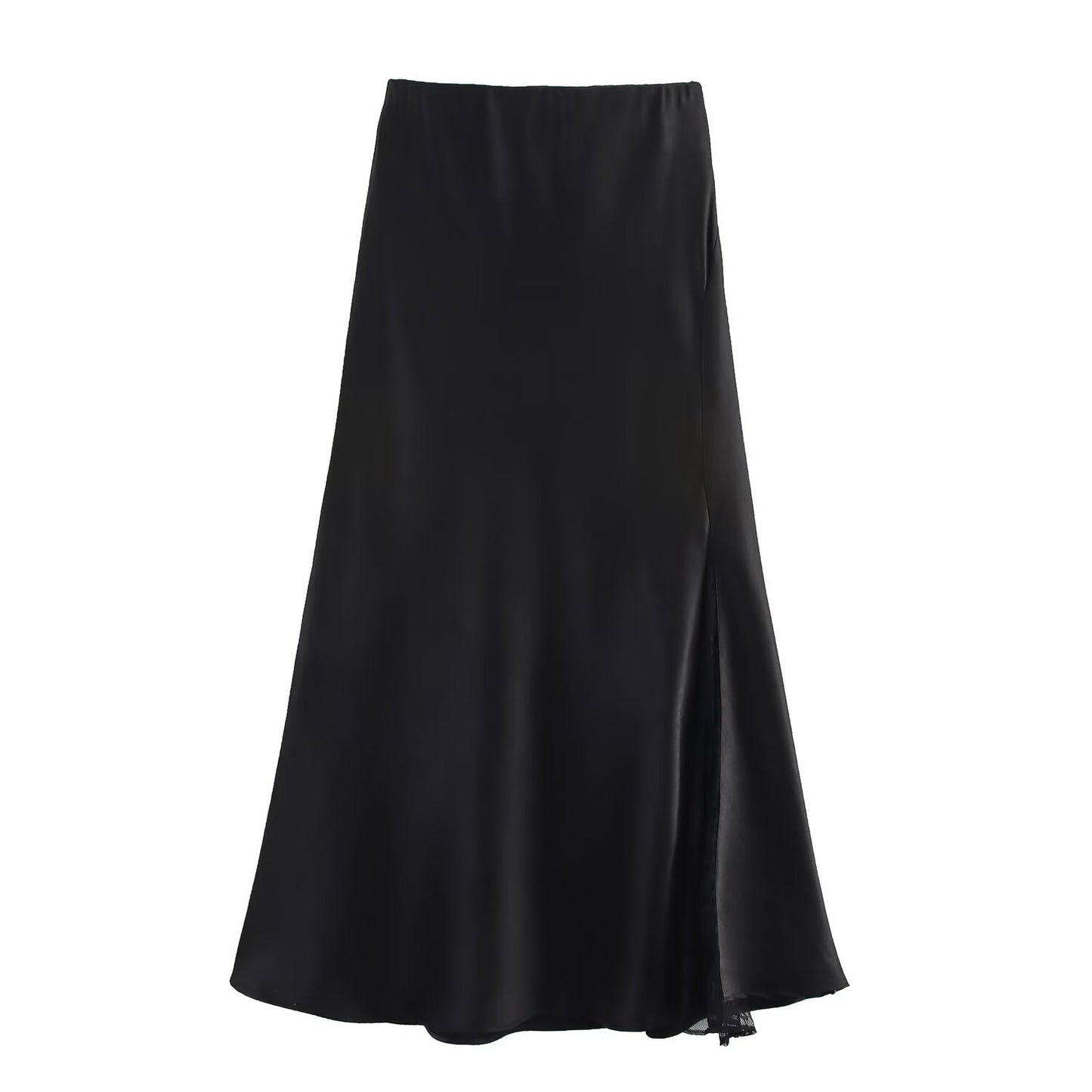 One-side Lace Satin Skirt