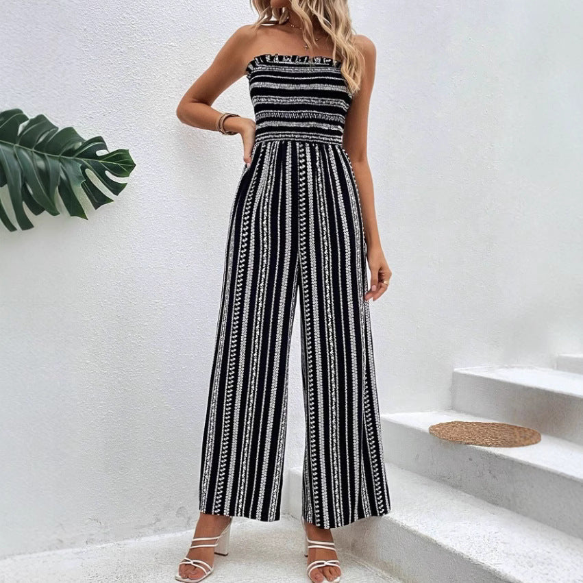 Ladies Striped Tube Top Jumpsuit