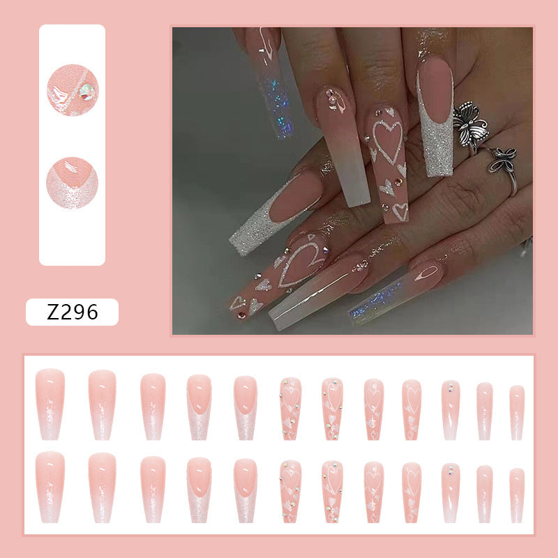 Long Ballet Nails 24 Pieces Gradient Nail Stickers