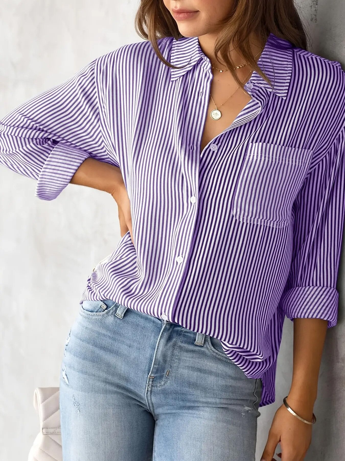 Women's Casual Long Sleeved Shirt With Pockets