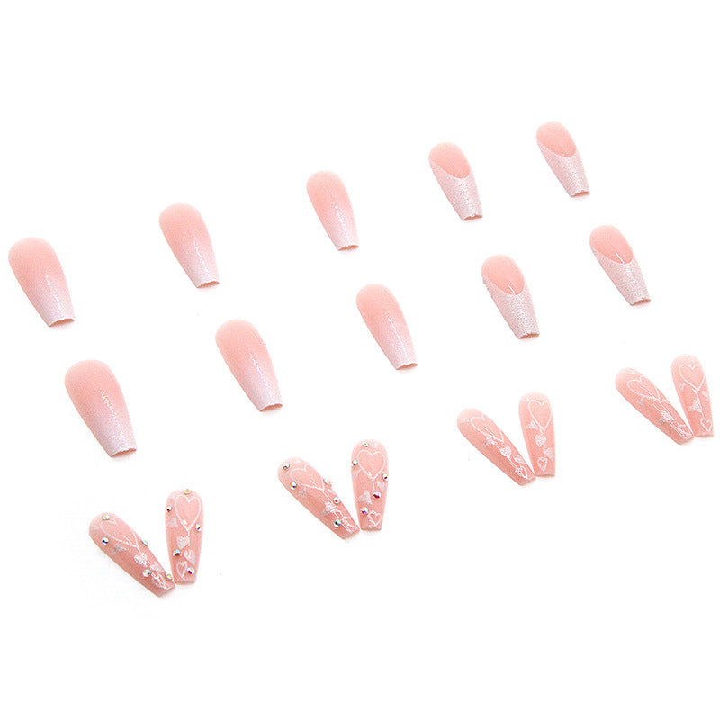 Long Ballet Nails 24 Pieces Gradient Nail Stickers