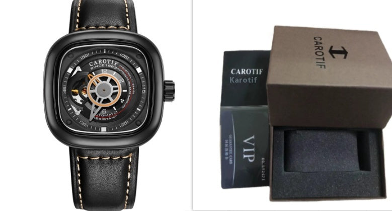 Mens hollow square dial watch