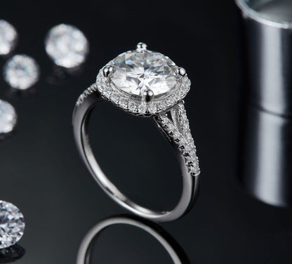 Silver Plated White Gold Moissanite Women's Ring