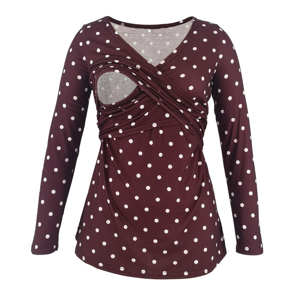 Maternity Deep V-neck print long sleeves