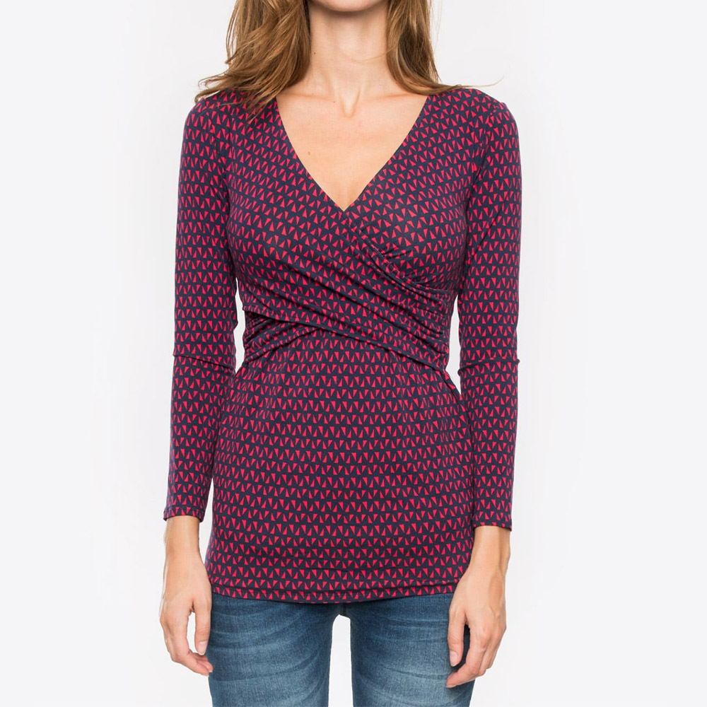 Maternity Deep V-neck print long sleeves