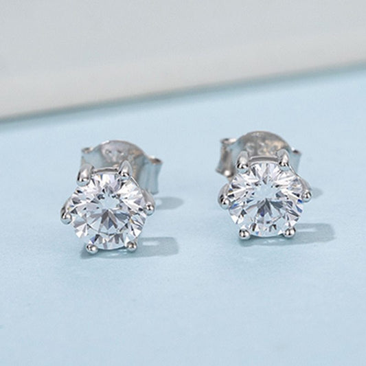 Six prong silver earrings set