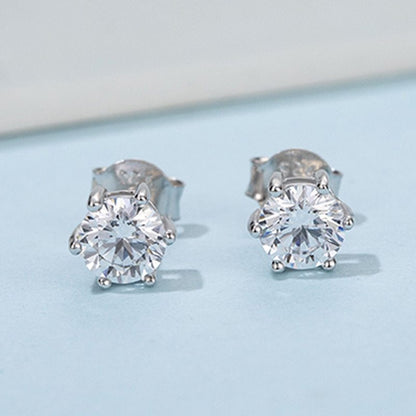 Six prong silver earrings set