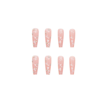 Long Ballet Nails 24 Pieces Gradient Nail Stickers