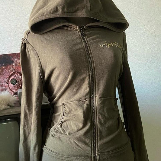 Vintage Design Olive Green Hooded