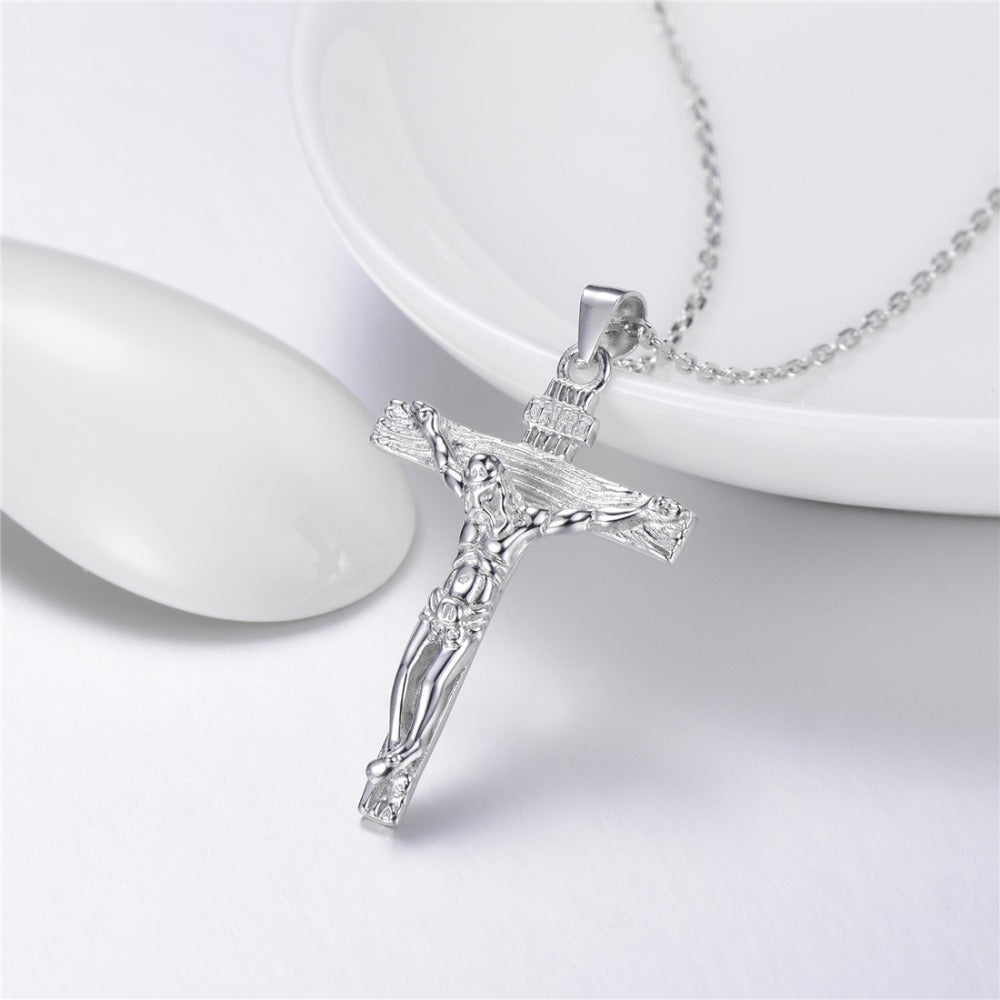 Silver Cross Necklace Clavicle Chain S925 Silver Pendant