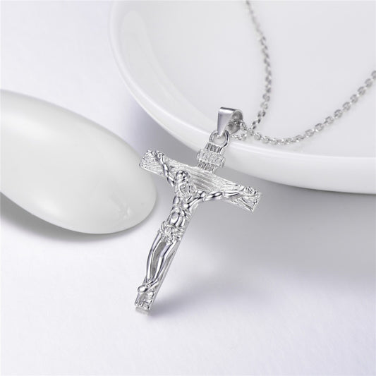 Silver Cross Necklace Clavicle Chain S925 Silver Pendant