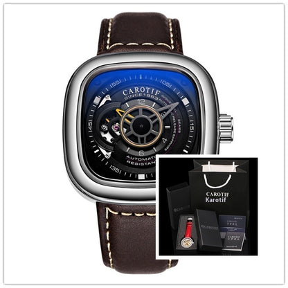 Mens hollow square dial watch