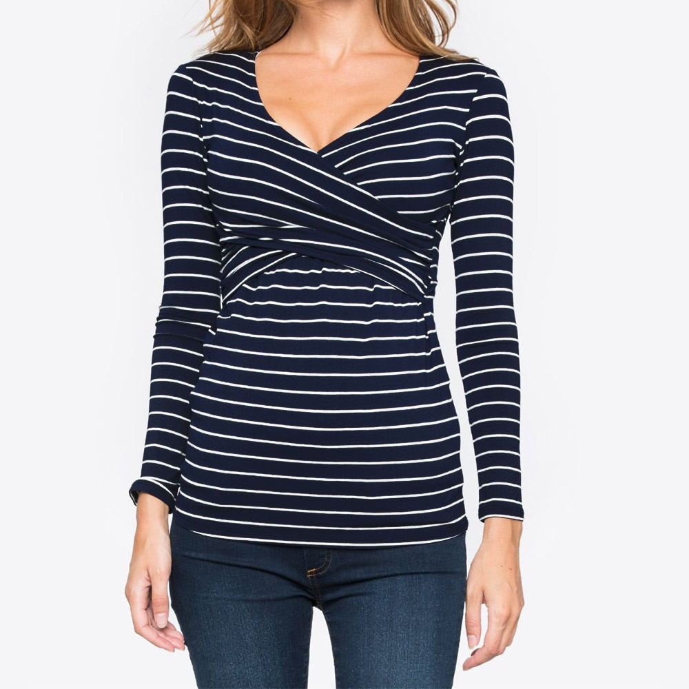 Maternity Deep V-neck print long sleeves