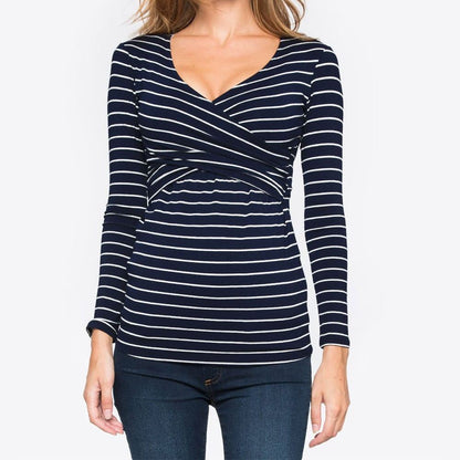 Maternity Deep V-neck print long sleeves