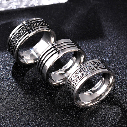 Triangle Titanium Ring 8mm Stainless Steel Ring