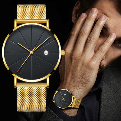 Mens Stainless Steel Mesh Band Quartz Wrist Watches