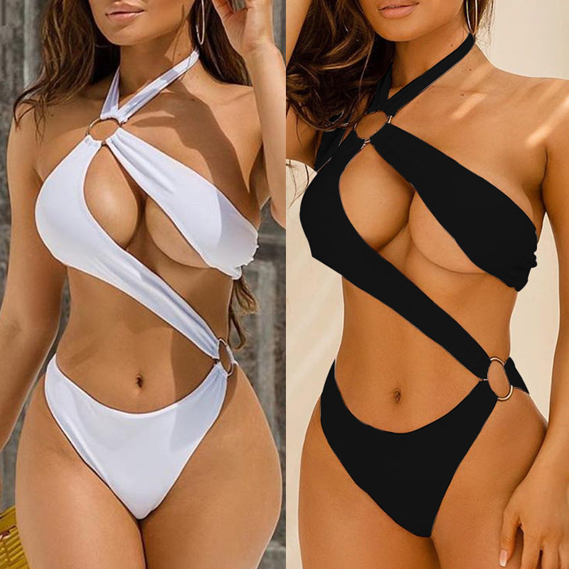 New Sexy One-piece Metal Ring Strap Bikini Swimsuit