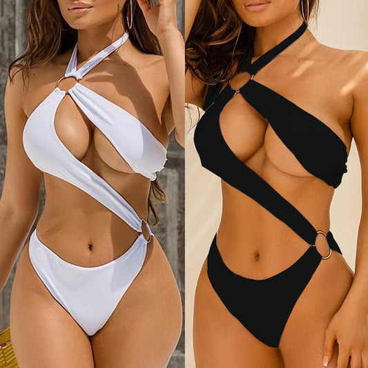 New Sexy One-piece Metal Ring Strap Bikini Swimsuit