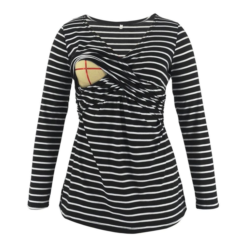 Maternity Deep V-neck print long sleeves