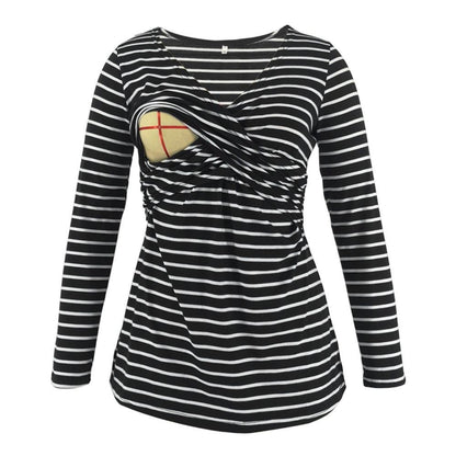 Maternity Deep V-neck print long sleeves