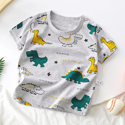 Children's Pure Cotton Cartoon Short-sleeved