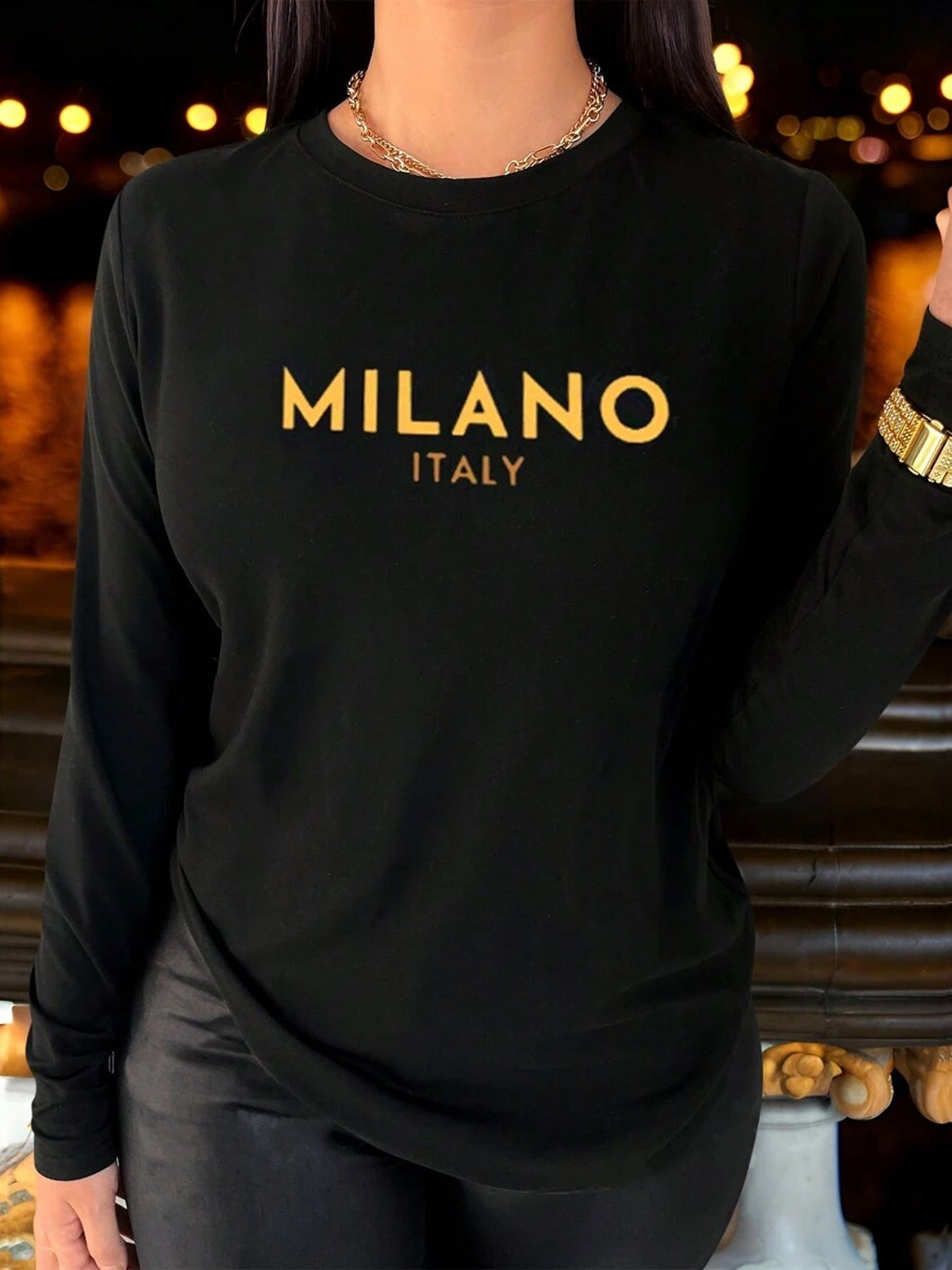 Women's Long Sleeved Versatile Round Neck