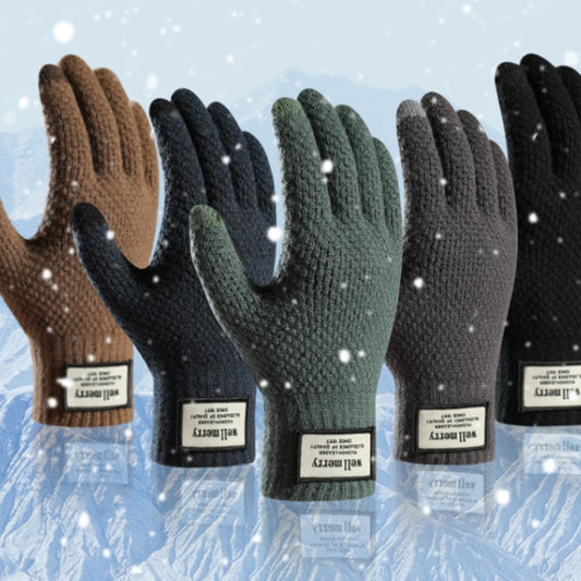 Thick Jacquard Warm Wool Touch Screen Gloves